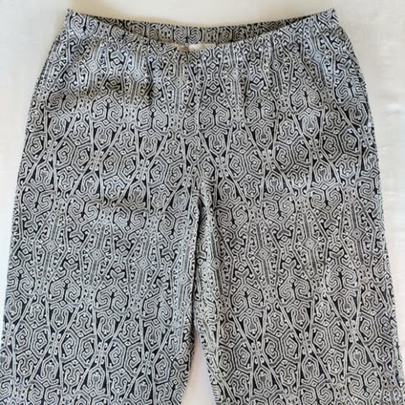 J JILL LOVE LINEN 100% Linen Wide Leg Cropped Boho Print Pull On Pants M - Picture 3 of 12